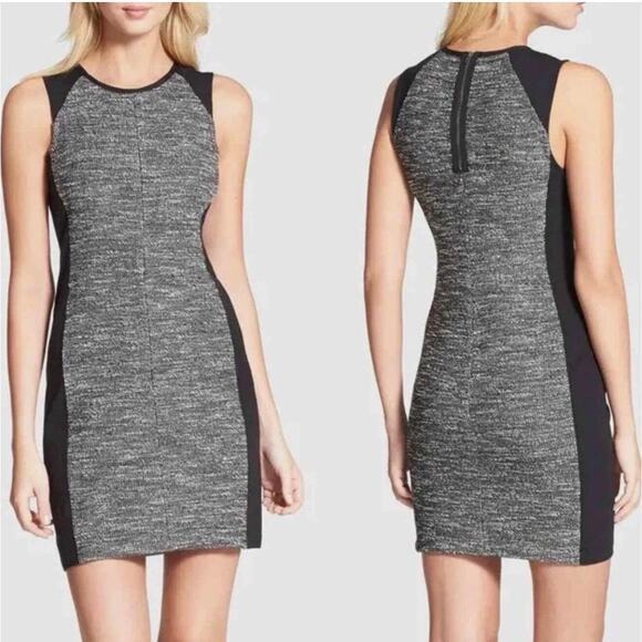 Eileen Fisher Dresses & Skirts - Eileen Fisher Sleeveless Tweed Dress Womens M Colorblock Gray Black Sheath
